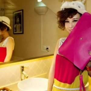 ENVELOPE ROSE RED FAUX VEGAN LEATHER